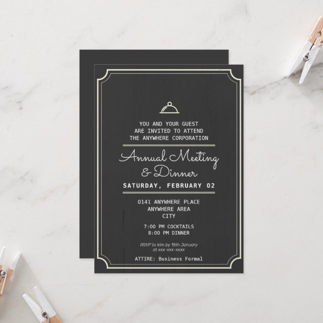 Formal professional business annual dinner invitation (Front/Back In Situ)