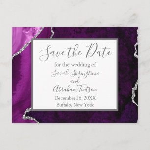 Formal Purple Agate Save the Date Postcards