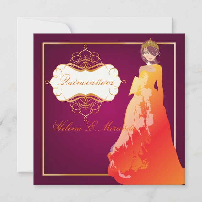 Formal Quinceañera/Quince años princess Invitation (Front)