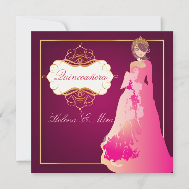 Formal Quinceañera/Quince años princess Invitation (Front)