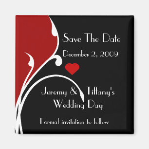 Formal Red and Black Save the Date Magnet