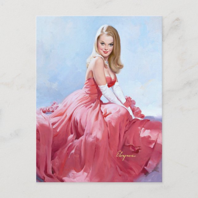 Formal Red Dress Pin Up Postcard (Front)