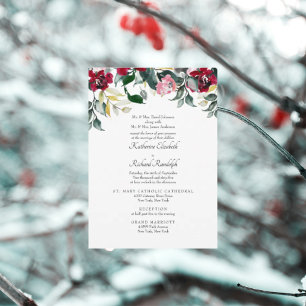 Formal Red Rose Winter 2 Venue Wedding  Invitation