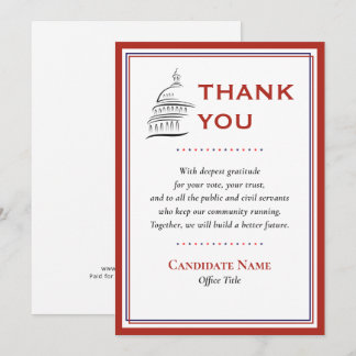 Formal Red U.S. Capitol Post-Election Thank You Card