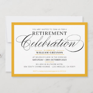 FORMAL RETIREMENT PARTY modern mustard yellow Invitation