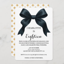 Formal Ribbon Birthday Invite - Gold Star