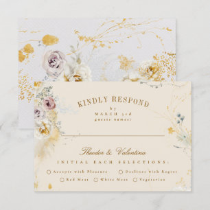formal romantic enchanting botanical wedding RSVP card