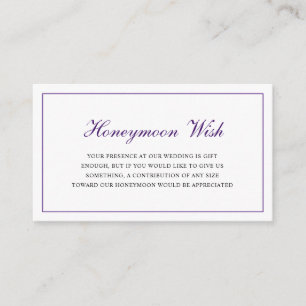 Formal Royal Purple Wedding Honeymoon Wish Enclosure Card