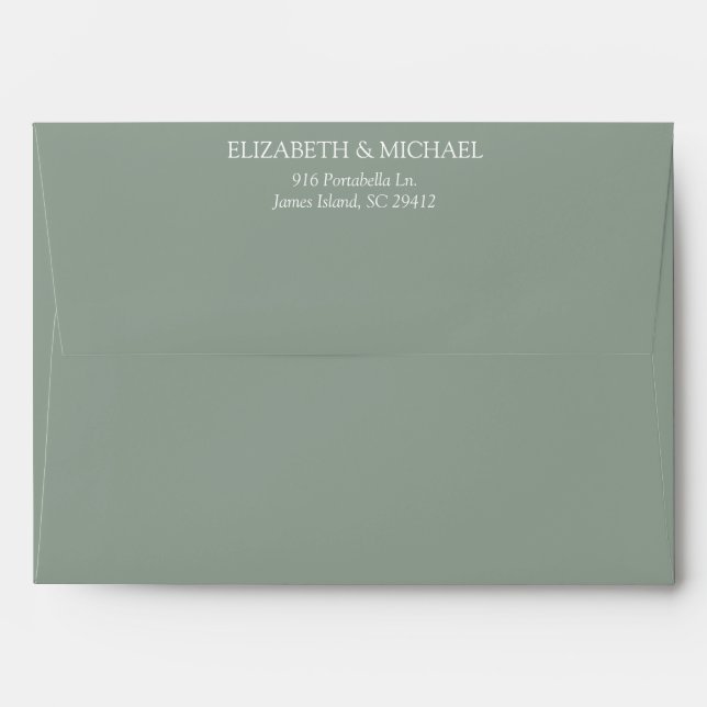 Formal Sage Green Return Address Envelope (Back (Top Flap))