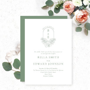 Formal Sage Green Wedding Invitation