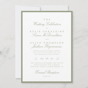 Formal Sage Green Wedding Invitation