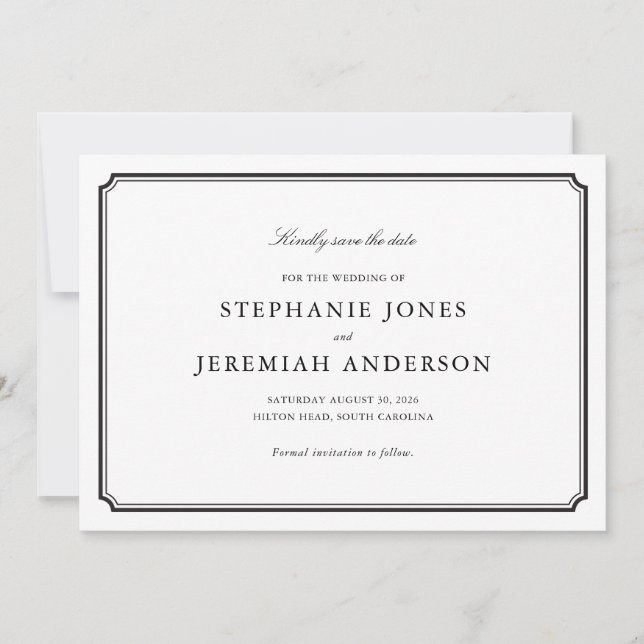 Formal Save the Date Invitation (Front)