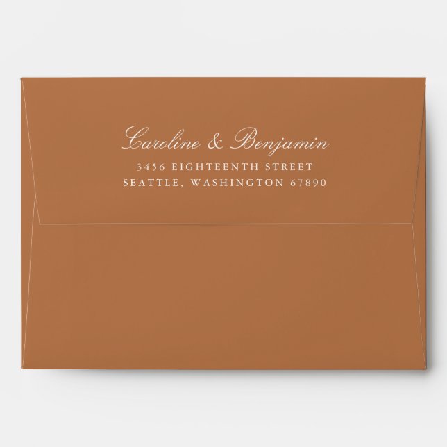 Formal Script Elegant Return Address Terracotta Envelope (Back (Top Flap))