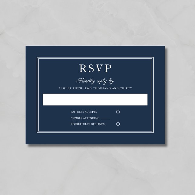 Formal Script Navy Blue Wedding RSVP Card (Creator Uploaded)