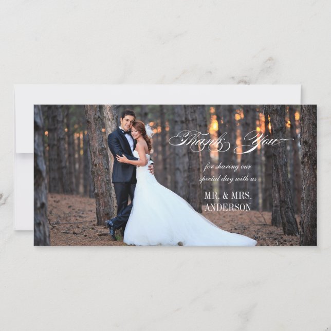 Formal Script | Wedding Thank You Photo Card (Front)