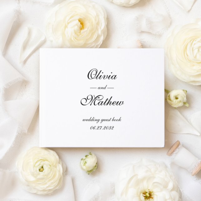 Formal Script with Geometric Monogram Wedding Guest Book (Creator Uploaded)