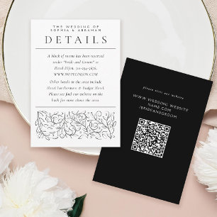 Formal Scrolling Leaves Black and White Details Enclosure Card