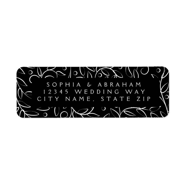 Formal Scrolling Leaves Black Wedding Address (Front)