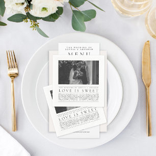 Formal Scrolling Leaves Photo Love is Sweet Napkin