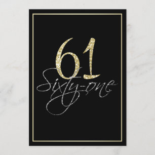 Formal Silver Black and Gold 61st Birthday Party Invitation