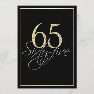 Formal Silver Black and Gold 65th Birthday Party Invitation