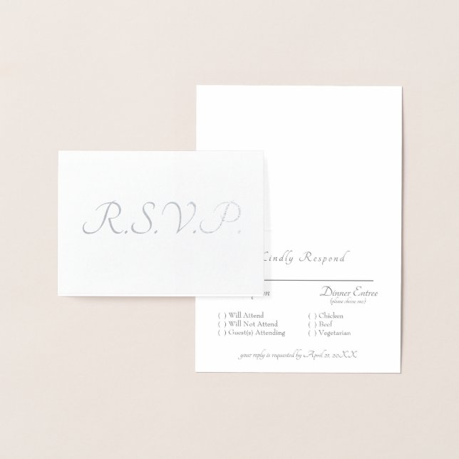 Formal Silver Foil II Grey RSVP Wedding Foil Card (Display)