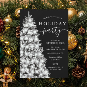 Formal Silver Xmas Tree Corporate Holiday Party Invitation