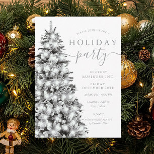 Formal Silver Xmas Tree Corporate Holiday Party  Invitation