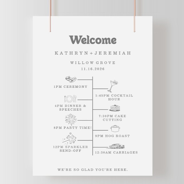 Formal Simple DIY Wedding Welcome Timeline Poster (Creator Uploaded)