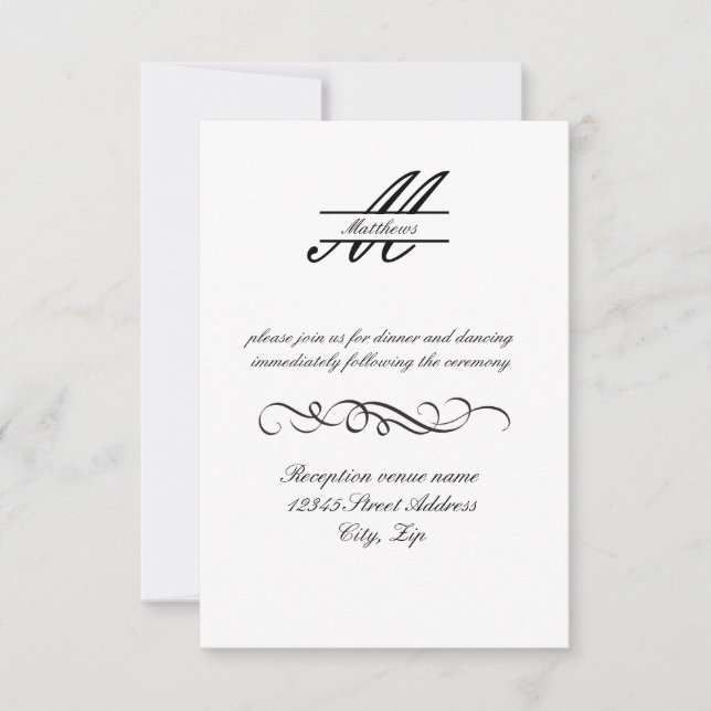 Formal Simple Elegant - 3x5  Reception Invitation (Front)