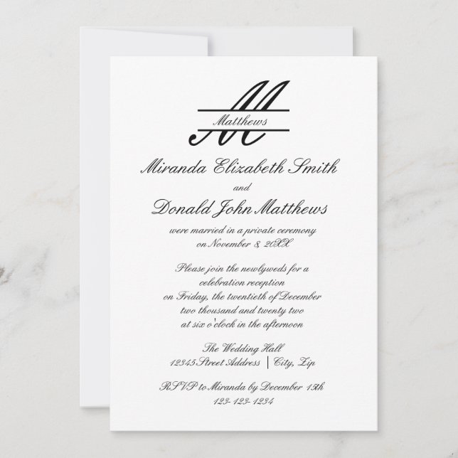 Formal Simple Elegant - Wedding Announcement (Front)