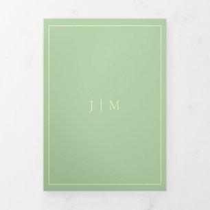 Formal Simple Frame Modern Wedding Pistachio Tri-Fold Card