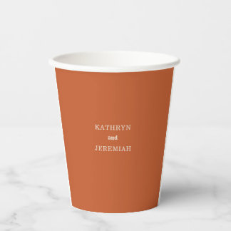 Formal Simple Minimal Terracotta Wedding Paper Cups