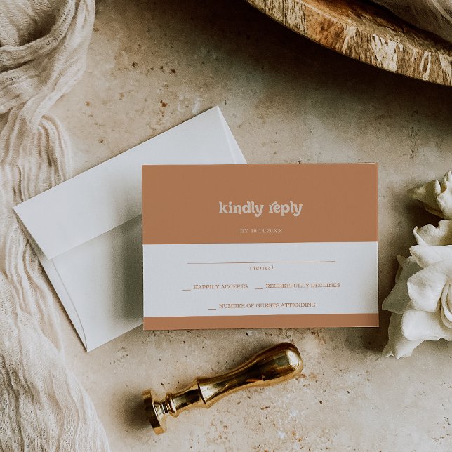 Formal Simple Minimal Terracotta Wedding RSVP Card (Creator Uploaded)