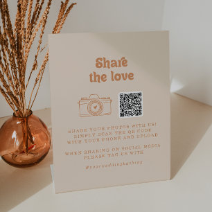Formal Simple Terracotta Share the Love QR Code Pedestal Sign