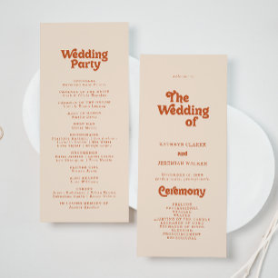 Formal Simple Terracotta Tea Length Wedding Program