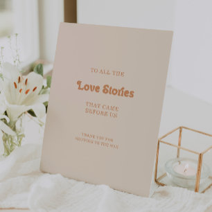 Formal Simple Terracotta Wedding Love Stories Pedestal Sign