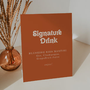 Formal Simple Terracotta Wedding Signature Drink Pedestal Sign