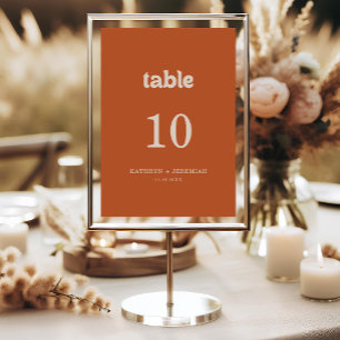 Formal Simple Terracotta Wedding Table Numbers