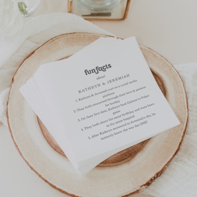 Formal Simple Trivia Fun Facts Wedding  Napkins (Creator Uploaded)