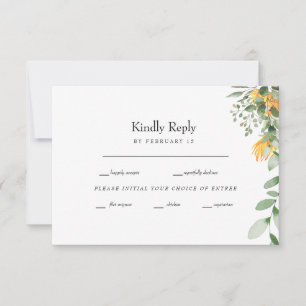 Formal Sunflower Wedding RSVP Card