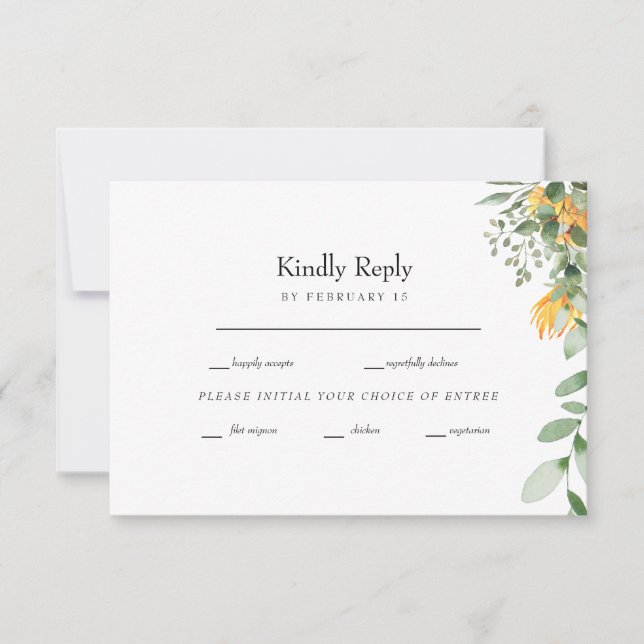 Formal Sunflower Wedding RSVP Card (Front)