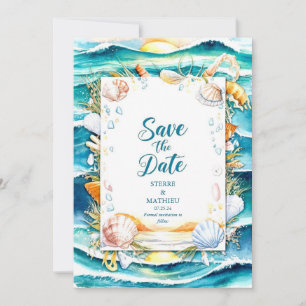 Formal Sunset Beach Wedding Save The Date