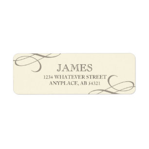 Formal Swirl Off-White Beige Return Address Label