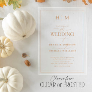 Formal Terracotta Monogram Calligraphy Wedding Acrylic Invitations