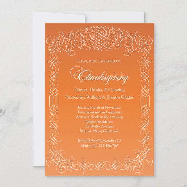 Formal Thanksgiving Invitation Calligraphy Style (Front)