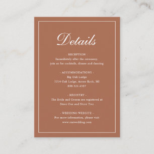 Formal Traditional Terracotta Elegant Wedding Enclosure Card