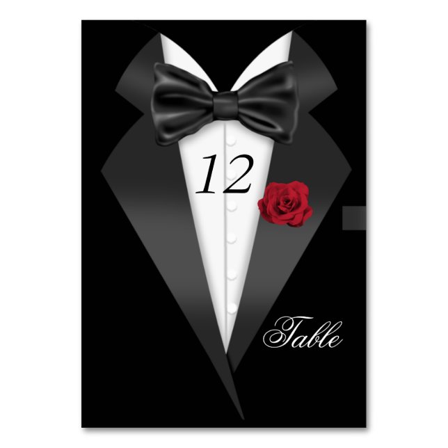 Formal Tuxedo Black Table Number Seating Place 2 (Front)