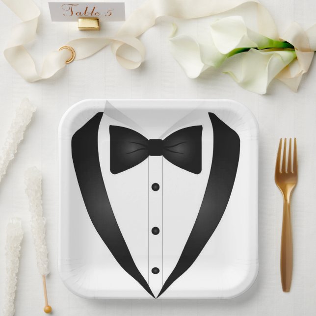 Formal Tuxedo Square  Paper Plate (Wedding)
