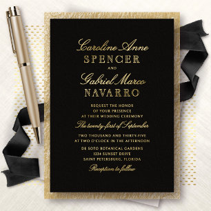 Formal Typography Vintage Wedding Foil Invitation